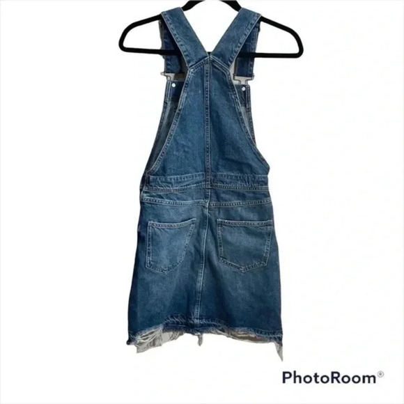 River Island Denim Distressed Overall Dress Size 6 - Picture 2 of 7